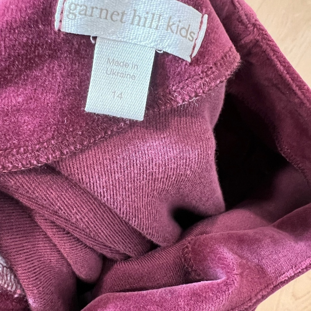Garnet Hill Burgundy Velvet Dress Girls Size 14 Organic Dress - Picture 5 of 6